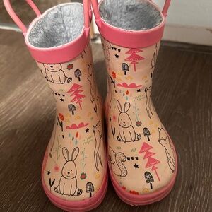 Pink Kids' Rain Boots with Animal Print